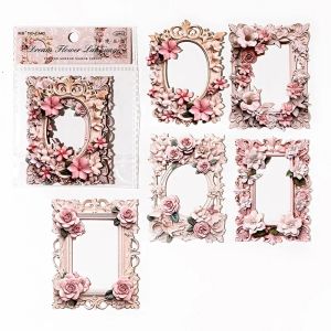 10pcs Collage Card Decor Junk DIY Frame Cutout Journal Scrapbooking Aesthetic Flowers Stationery Craft Paper 135*103MM