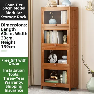 Children Bookcase With Glass Door Storage Shelf