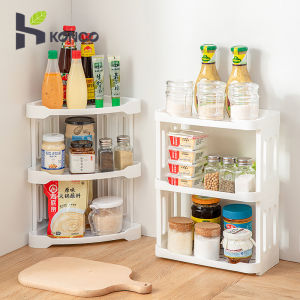 Konco Kitchen Storage Rack Multi-layer Triangular Corner Seasoning Storage Rack Countertop Storage Rack Oil Salt Sauce Vinegar Storage Rack