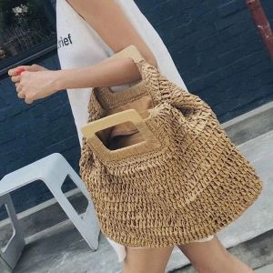 Vintage Bohemian Straw Bag for Women Summer Large Capacity Beach Handbag Rattan Handmade Kintted Travel Bags Bolsas