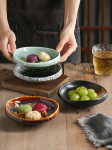 Japanese Style Ceramic Small Snack Cold Dish Creative Personalized Dessert Plate for Home And Commercial Use Chinese Hotel Private Kitchen Dish Plate