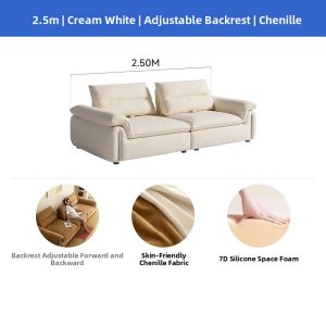 Bauhaus Chenille Fabric Sofa with Movable Backrest