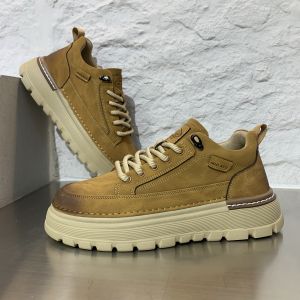 Fall 2025 Mens Casual Work Shoes Fashionable All-Match Thick Bottom Heightening Retro British Trend Soft Bottom Leisure Board Shoes