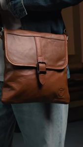BULLCAPTAIN | BULLCAPTAIN Commuter Leather Shoulder Bag Mens Multifunctional Top Layer Cowhide Handbag Casual Crossbody Bag Retro Tote Bag