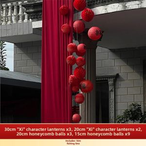 ETY | Red Honeycomb Ball Wedding Decor Lanterns