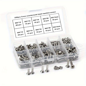 220/335pcs Stainless Steel Screw Kit (M3&M4): Phillips Countersink with Nuts For Home/Workshop/DIY Ideal Gift for Enthusiasts