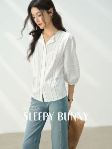 Retro Slim Fit Lace Hollow Out Lantern Sleeve Womens Shirt