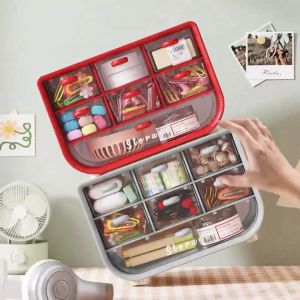 Seven-Ring Handle Multifunctional Storage Box Stationery Jewelries Accessories Desk Organizer Desktop Mini Small Drawer AT
