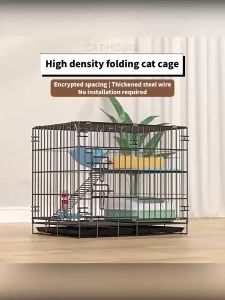 【5Y Warranty】Cat Cage 1/4 Layer Large Space Double Layer Cat House With Bedpan Bold And Thickened Layer Large Carrier Easy Assemble Foldable