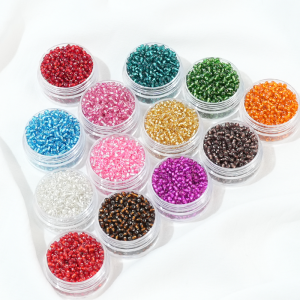 Colorful Transparent Silver-Filled Glass Beads 70g Boxed DIY Handmade Bracelet Necklace Hair Accessories Jewelry Parts