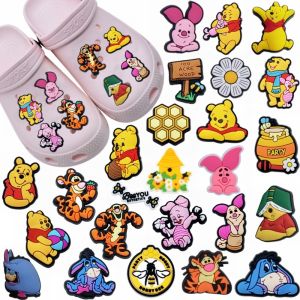 Winnie the Pooh Hole Shoe Flower DIY Accessories Croc Cartoon 3D Detachable Decorative Buckle Set Fashionable Shoe Parts