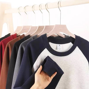 Long Sleeve Pure Cotton Mens T-shirt Loose Fit round Neck Basic Style Autumn Winter Inner Wear Casual Fashion Top