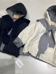 Girls Insulated Hooded Patchwork Jacket