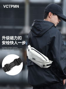 Magnetic Buckle Mens Single Shoulder Crossbody Bag for Cycling Commuting Motorcycle Riding Summer Small Waist Bag