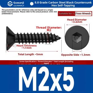 GUWANJI | High-Strength Flat Black Hexagonal Self-Tapping Screws