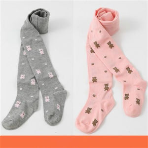 2Pcs/set Kids Tights For Baby Girls Spring Autumn Cute Bear Cotton Knitted Toddler Pantyhose Children Skinny Leggings 1-7Years