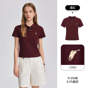 POLOWALK Womens Short Sleeve Polo Shirt Casual Sporty Flip-Collar T-Shirt Summer New Style Slim Fit Fashion Ladies Top
