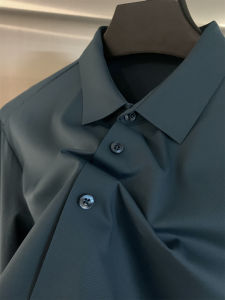 Silky Smooth Mens Long Sleeve Casual Shirt Spring Autumn Pure Color Drapey Standard Fit Youth Popular Daily Wear in BLUE