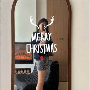 Adorable Reindeer Antler Christmas Decorative Stickers Snowflake Arrangement Dessert Cake Shop New Year Atmosphere Mirror Glass Window Flowers