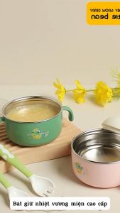 Bát ăn dặm inox hình vương miện có tay cầm