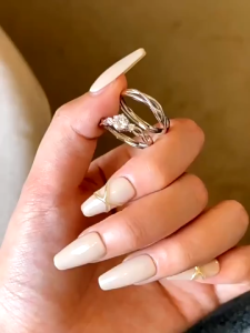 2Pcs Adjustable Couple Ring Fashion Women Finger Ring Crystal Diamond for Wedding Rings Love Gift