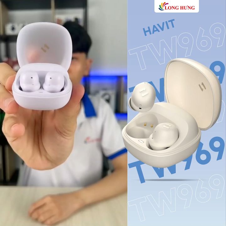 Tai nghe Bluetooth True Wireless Havit TW969 - Hàng chính hãng - Thiết kế nổi bật, tiện ích tối ưu, công nghệ Bluetooh 5.3, chất lượng âm thanh tuyệt vời