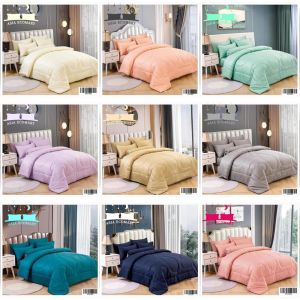 100% Ice Silk Plain 2500TC 7IN1 Queen/King Bedsheet With Comforter Set
