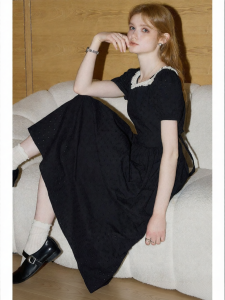 KUHNMARVIN | Đầm A-Line Phối Nút Vintage Bằng Cotton