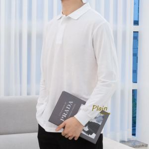 PS | Polo Shirt Pria | Kaos Polos Lengan Panjang | Kaos Seragaman | Bahan Tebal Tidak Nerawang
