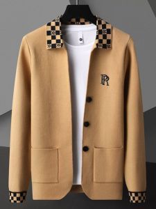 Elegant Mens Woolen Jacket Coat Casual Lapel Slim Fit Spring Autumn New Style High Quality Mens Fashion Knitted Sweater