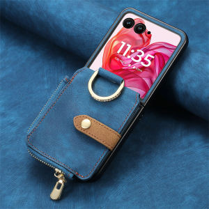 szhaiyu | Luxury Card Holder Phone Case For Motorola MOTO Razr 70 Plus 60 50 40 Ultra PU Leather Ring Wallet Purse Hard Protection Cover