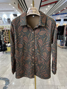 เสื้อเชิ้ตคอปกพับแฟชั่นฤดูใบไม้ร่วงสำหรับคุณแม่ กระดุมแถวเดียว ผู้หญิงวัยกลางคนและผู้สูงอายุ เสื้อผ้าผู้หญิง แขนยาว สไตล์ทำงาน