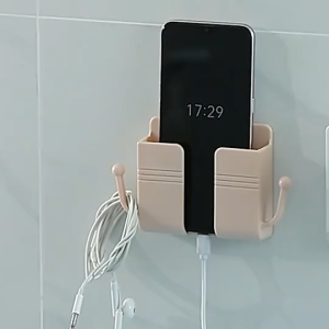 Phone Charging Holder Bracket Wall Mount Plastic Mini Hanging Cable Multipurpose Nail Free Charge Pemegang Telefon 手机支架