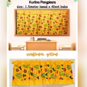 Black Board Curtain For School and Valancer Terno sunflower design