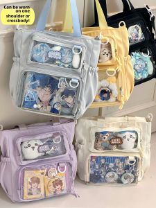 Large Capacity Slant Cross School Bag Japanese Style Ins Girl Campus Pain Package Single Shoulder Bag for Junior High School Students