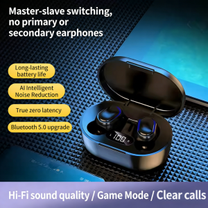 E6S Bluetooth 5.3 TWS Earbuds Noise Cancelling Wireless Headphones HD Mic Deep Bass One-Step Pairing for Gaming & Calls