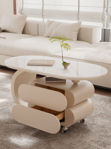 Creamy Simple Style Rock Slab Small Coffee Table for Living Room