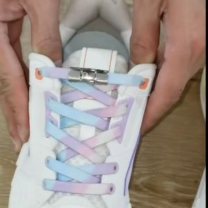 16 Color Rainbow Gradient Tie-dye Press Lock Shoelaces Without No Tie Shoe Laces Kids Adult Shoelace for Shoes