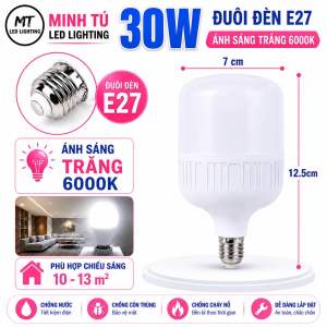 Bóng Đèn LED Bulb Trụ 30W E27 Siêu Sáng 6000K - Tiết Kiệm Điện - Đèn LED Chiếu Sáng Gia Đình Cửa Hàng Nhà Xưởng
