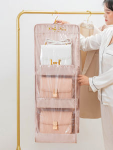 Scandinavian Style Wardrobe Storage Hanging Bag Dust-Proof Home Use Cloth Art Wardrobe Organizer for Leather Bag