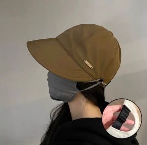 Wide Brim Fishing Cap Womens Casual Spring Summer Style Face Slimming Sun Protection Large Head Circumference Hat