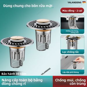 YALANDENG | Nắp Chặn Chậu Rửa Có Lọc Chống Tắc Tóc Điều Khiển Bằng Nén