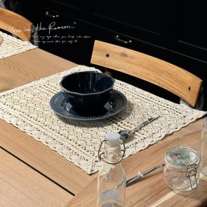 Thickened Handmade Crocheted Cotton Thread Dining Mat 40*50cm Heat Resistant Table Mat Nordic Style Tea Table Coaster Sofa Curtain