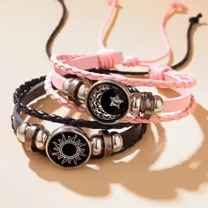 Gelang Couple Pasangan Titanium Hitam Dan Pink Minimalis Cocok Untuk Kekasih Aksesoris Romantis Sehari-Hari