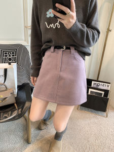 High Waist A-Line Mini Skirt Womens Fashionable Woolen Autumn Winter New Style Bodycon Short Skirt Casual Polyester Fiber