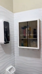 LivingArt Wall Mounted Bathroom Cabinet Hanging Plastic Storage Cabinet For Bathroom Kitchen Wall Mounted Skincare Products Storage Box#CD035#CD036