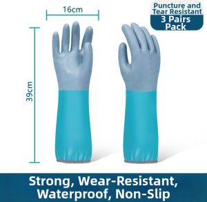 Waterproof Rubber Gloves Lengthened Puncture Resistant Cut Resistant Oil Resistant Thick Durable Anti-Slip