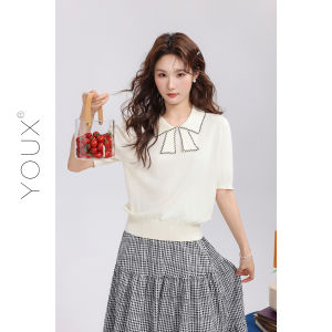 YOUXIANG | Áo Blouse Tay Ngắn Phong Cách Trẻ Trung Giúp Gọn Đơn