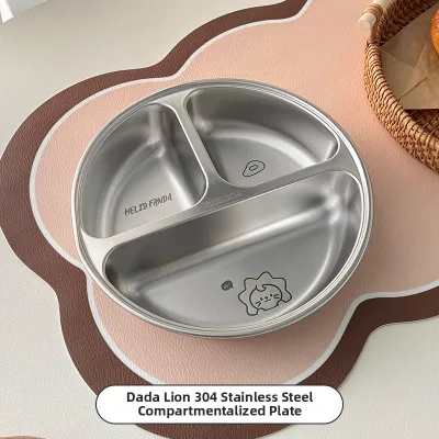 WODEBAIHUI | Food-Grade 304 Stainless Steel Divided Dinner Plate