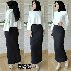 ROK PANJANG WANITA SPAN BAHAN KAIN SCUBA